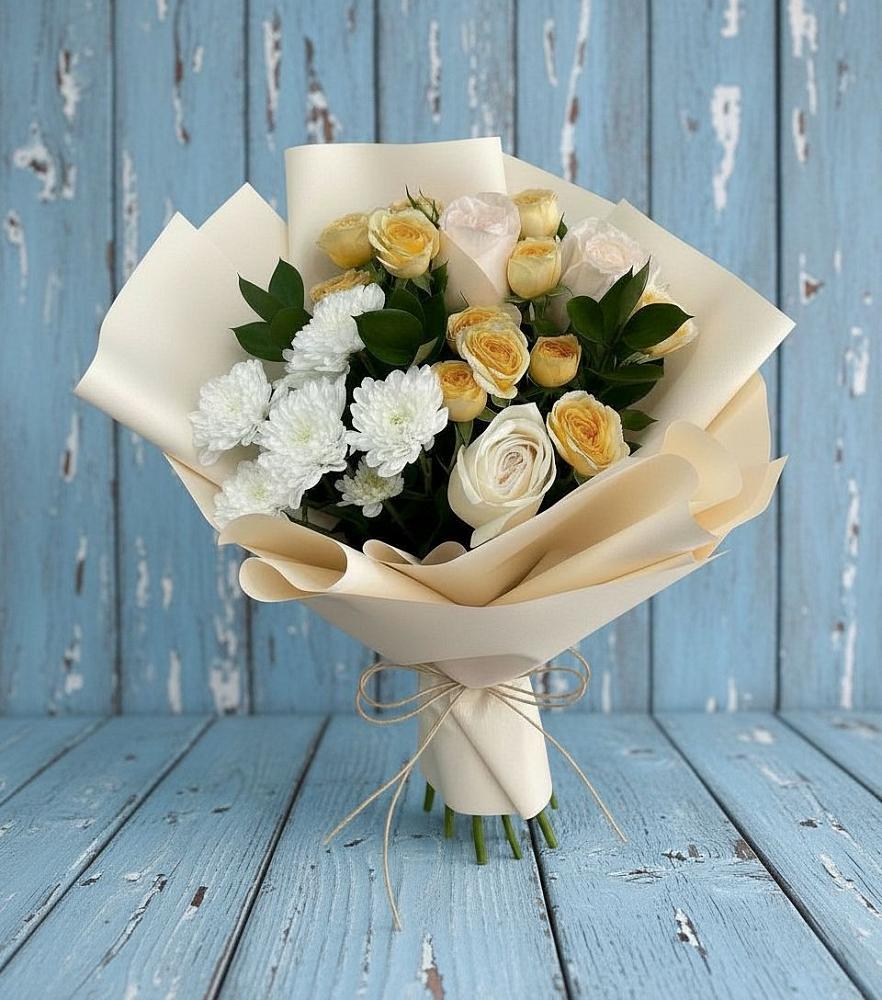 Букет цветов из: Розы и Хризантемы в Скоропусковском