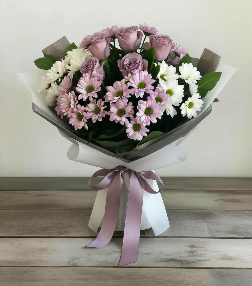 Букет цветов из: Хризантемы и Розы в Скоропусковском