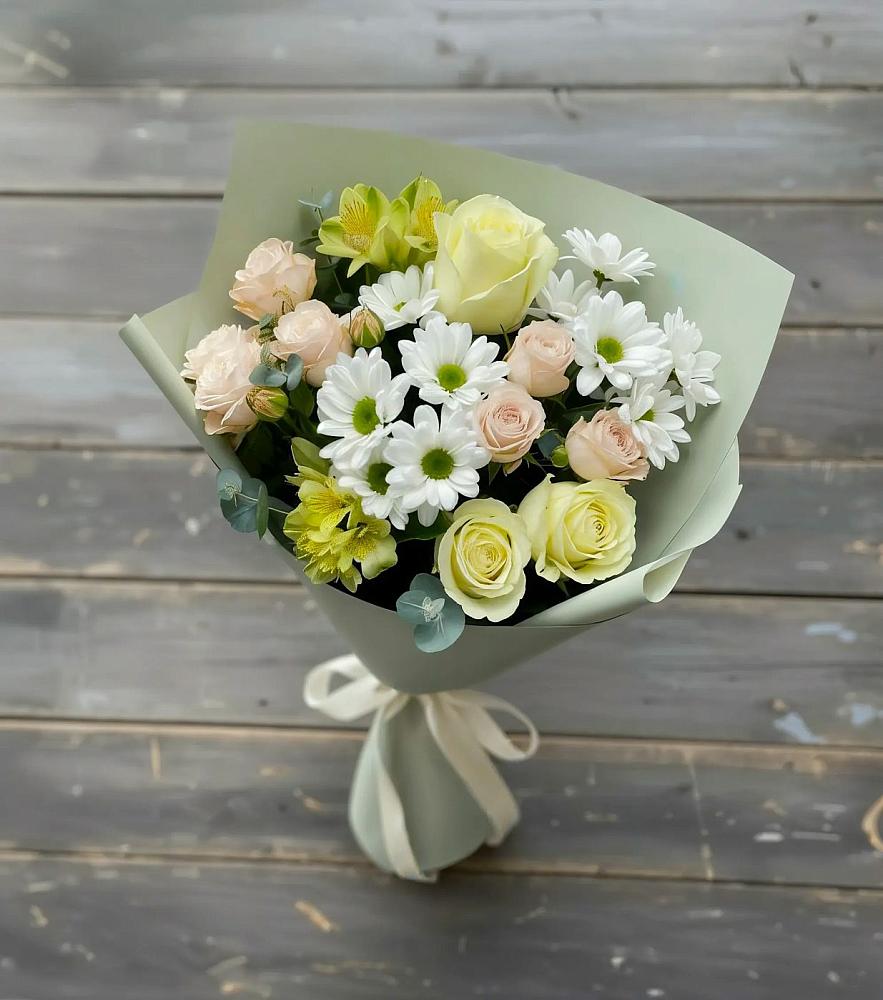 Букет цветов из: Альстромерии, Розы и Хризантемы в Скоропусковском