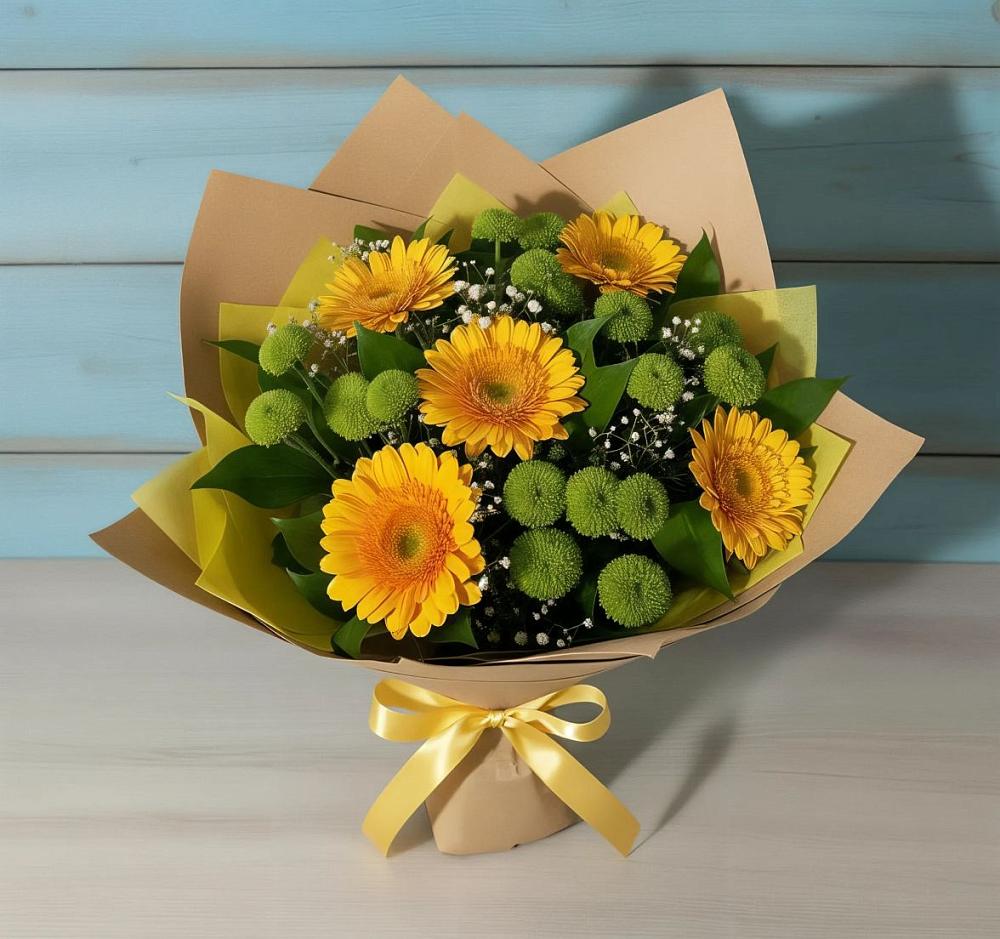 Букет цветов из: Герберы и Хризантемы в Скоропусковском