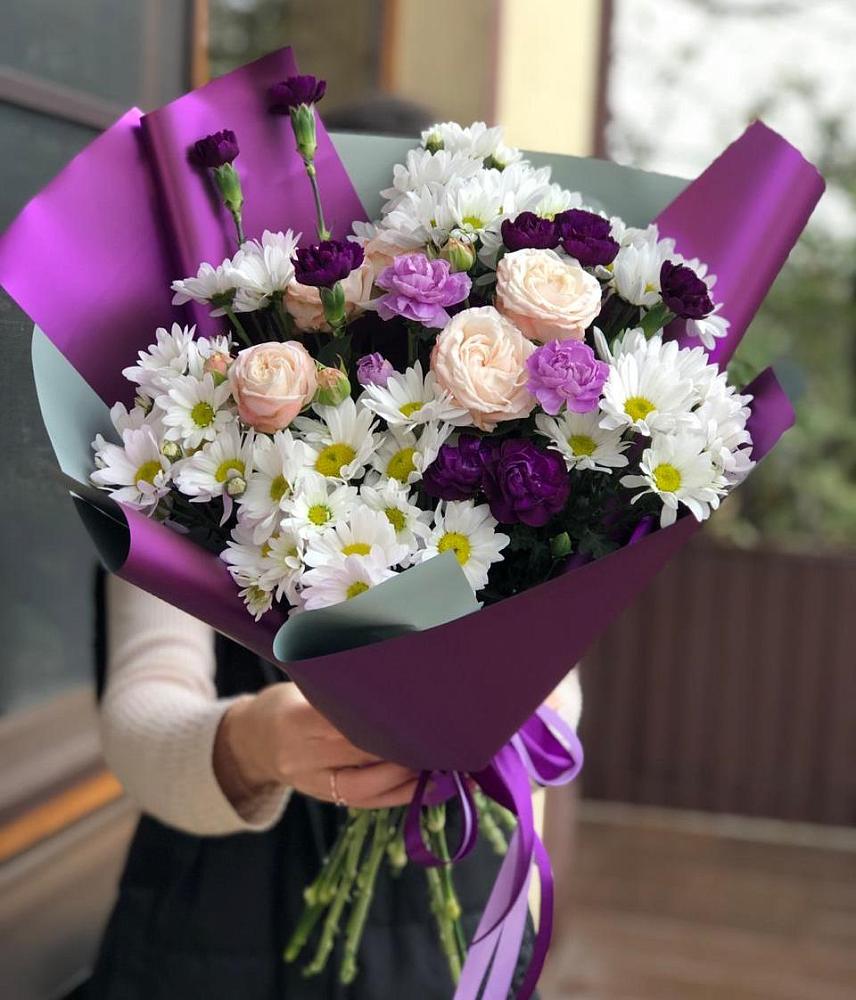 Букет цветов из: Хризантемы, Гвоздики и Розы в Скоропусковском