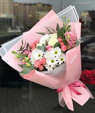 Букет цветов из:  Розы, Лизиантусы и Хризантемы в Скоропусковском