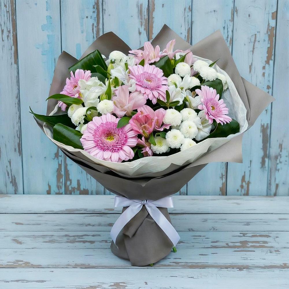 Букет цветов из: Герберы, Альстромерии и Хризантемы в Скоропусковском