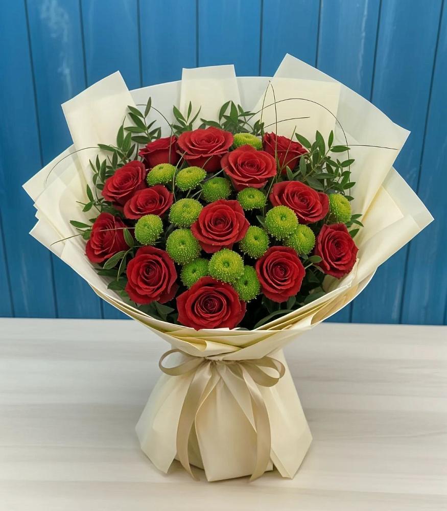 Букет цветов из: Розы и Хризантемы в Скоропусковском