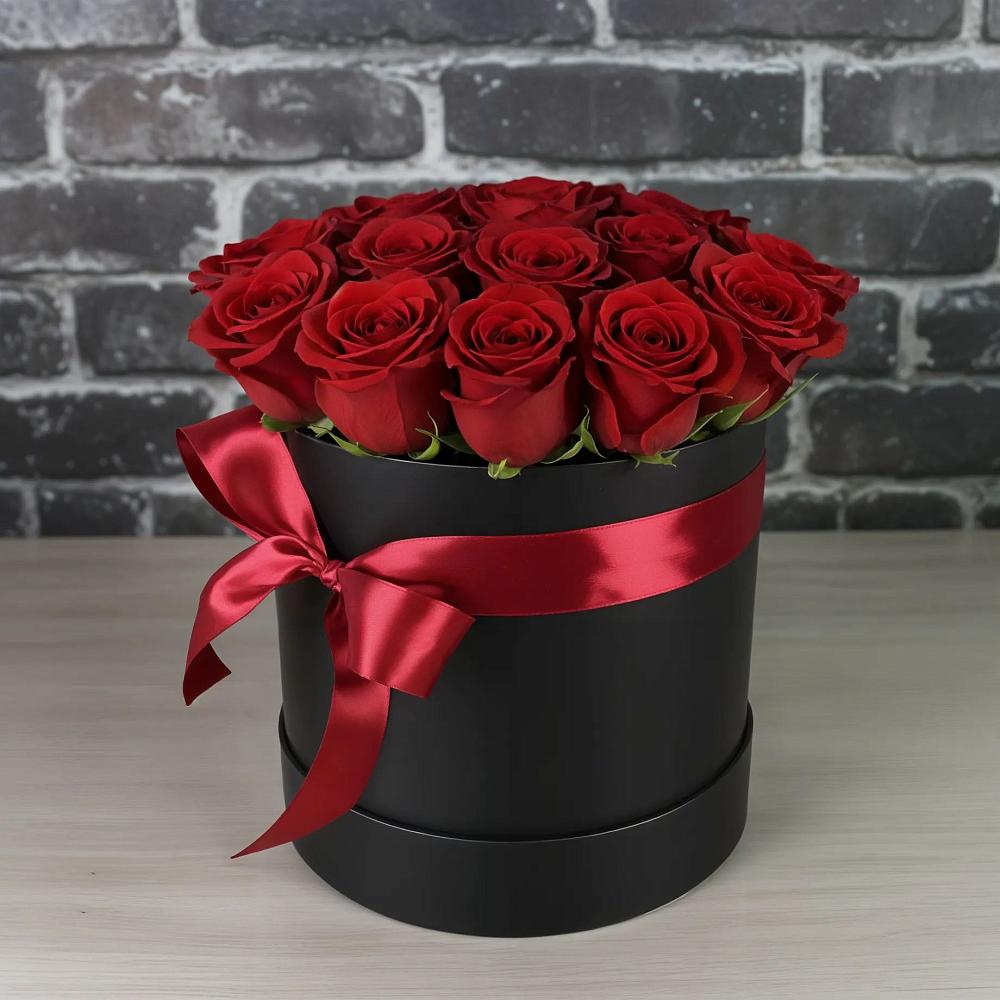 Цветочная композиция из Розы в шляпной коробке в Скоропусковском