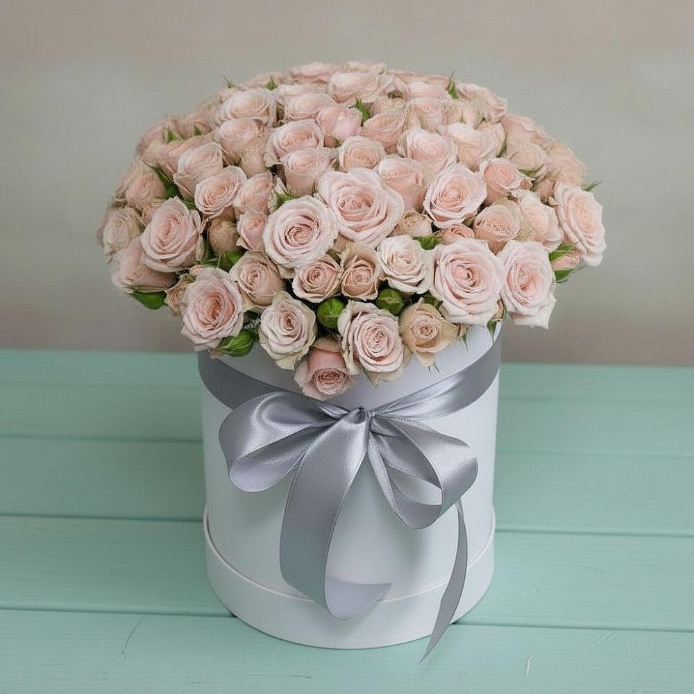 Цветочная композиция из Розы в шляпной коробке в Скоропусковском